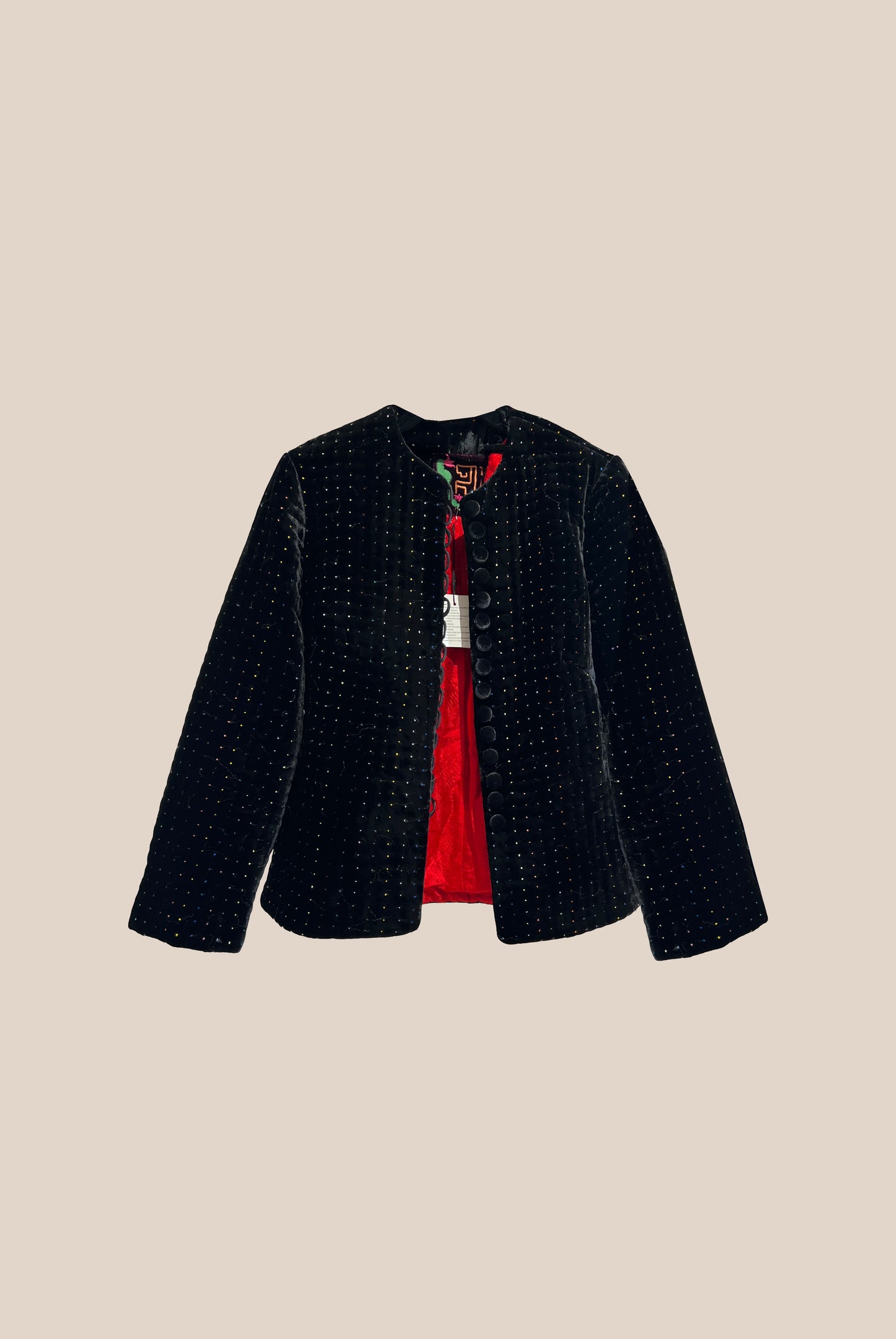 Hand-quilted Round Neck Velvet Jacket