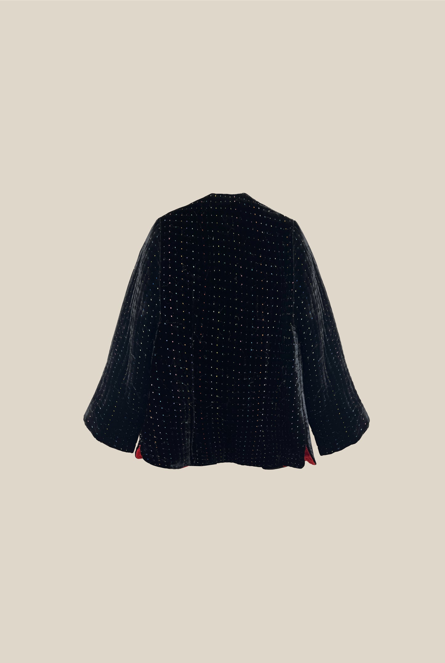 Hand-quilted Round Neck Velvet Jacket