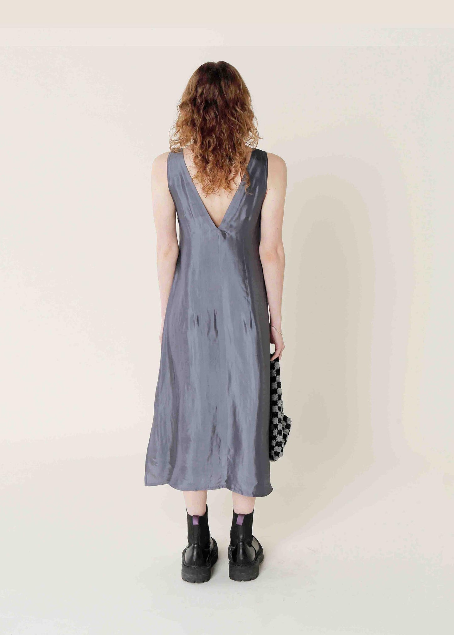 Grey Simple Silk Dress