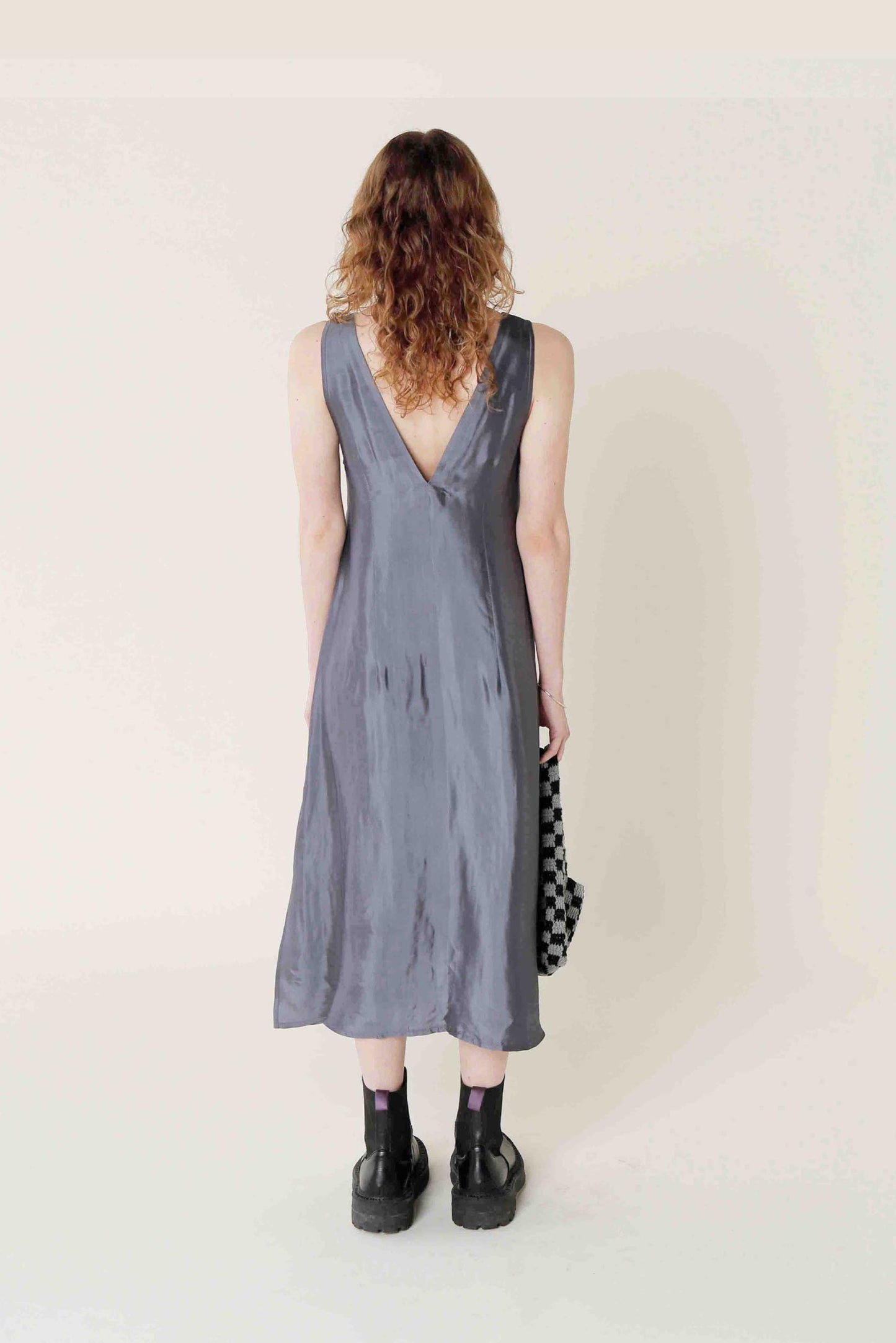 Grey Silk Maxi Dress