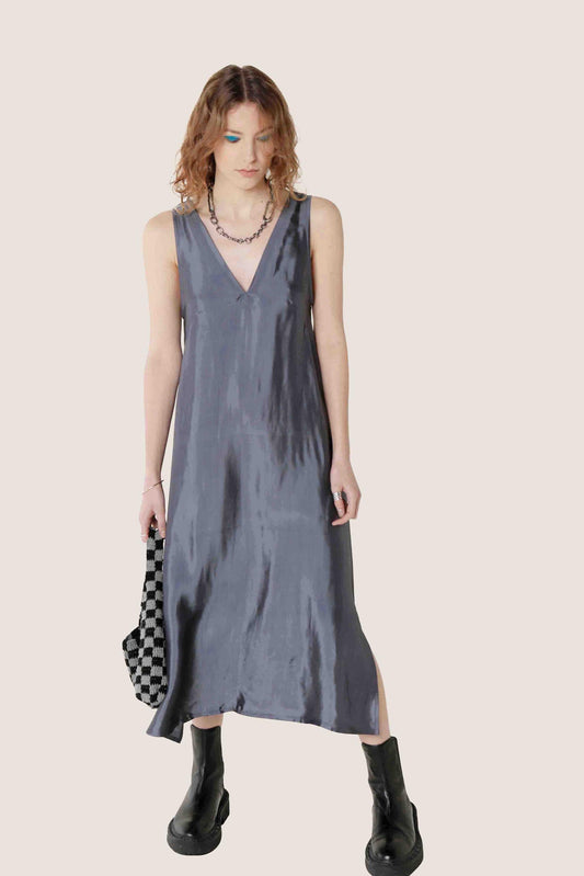 Grey Silk Maxi Dress