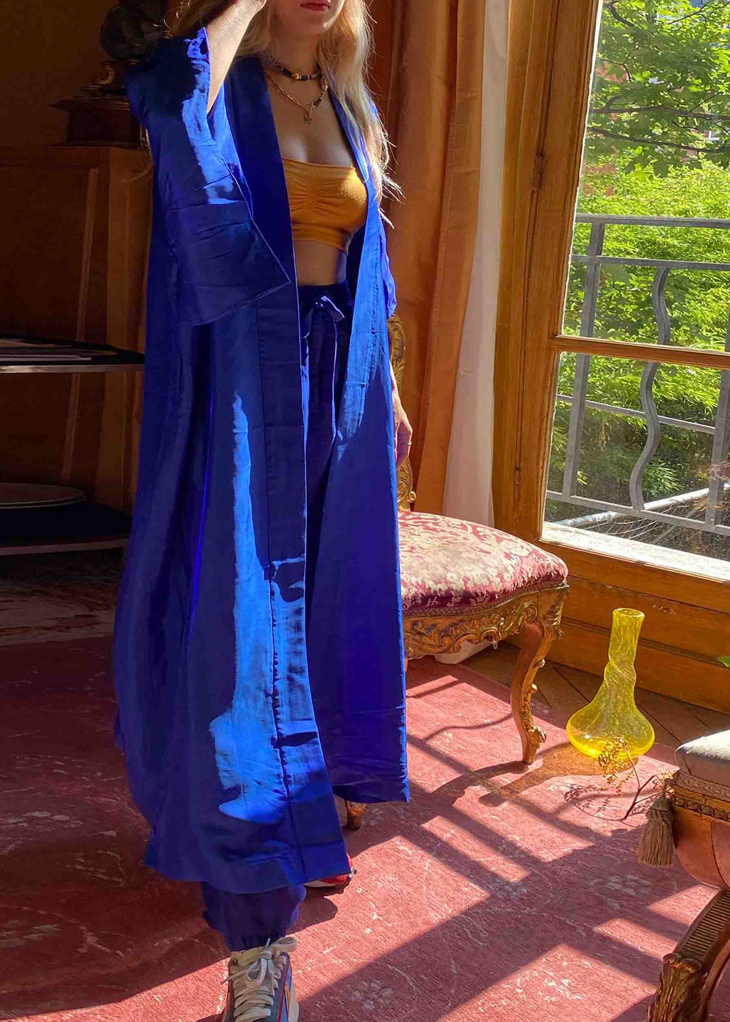 Long Silk Blue Kimono