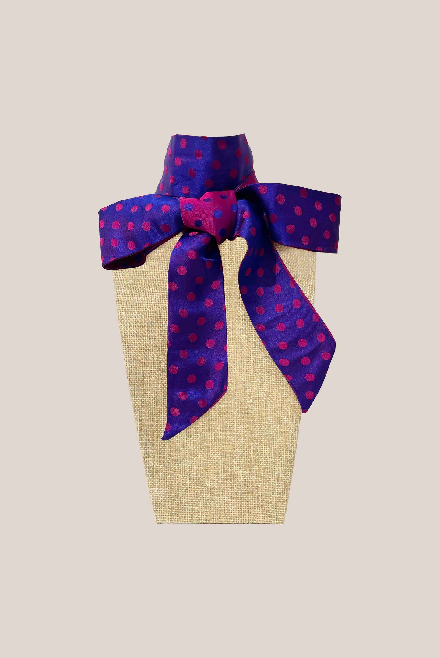 Purple Polka Dot Silk Twilly Scarf