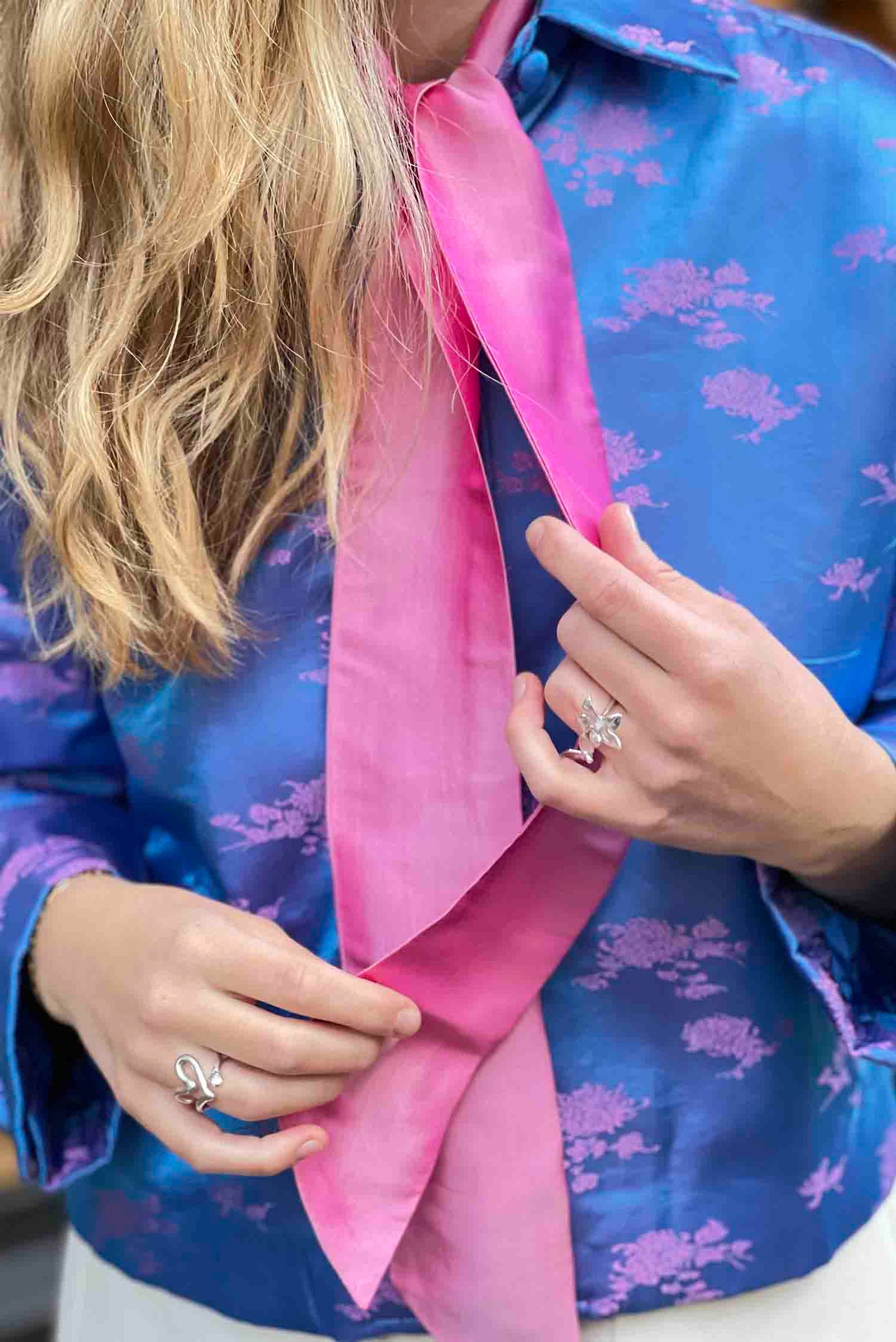 Pink Silk Twilly Scarf