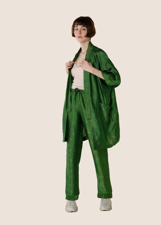 Green Signature Kimono Set