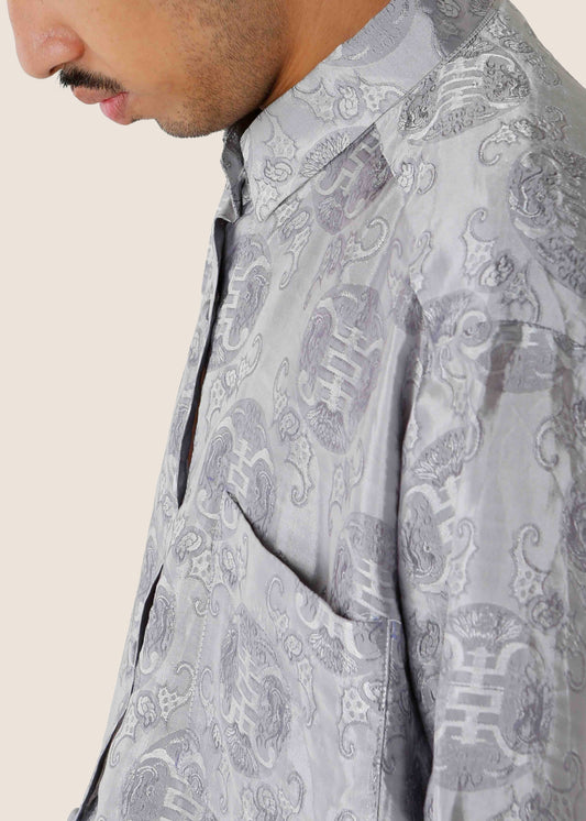 Silver brocade silk shirt
