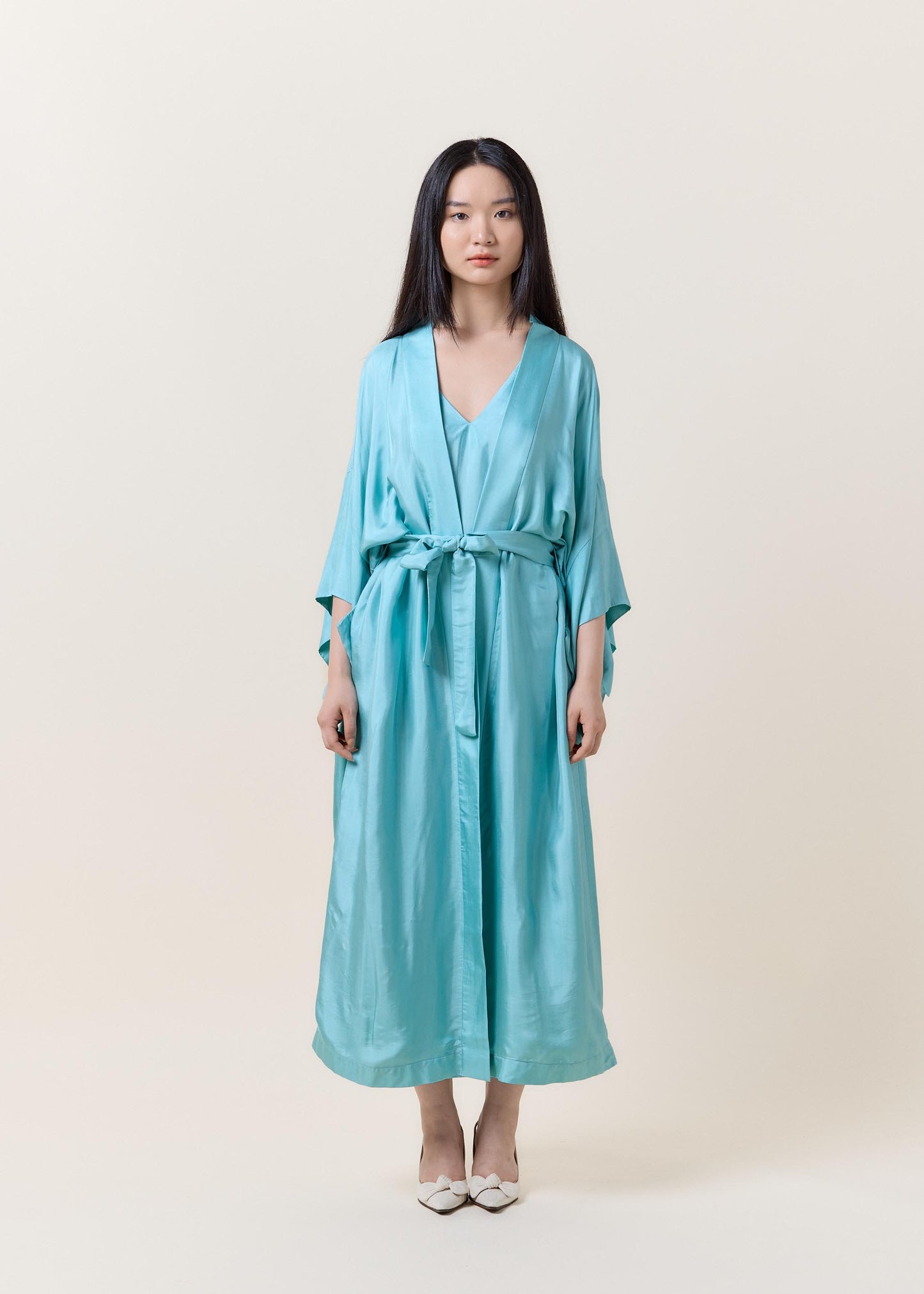 Long Silk Kimono Mint