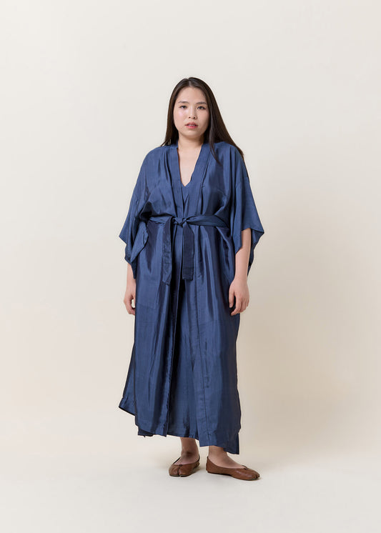 Long Silk Kimono Grey