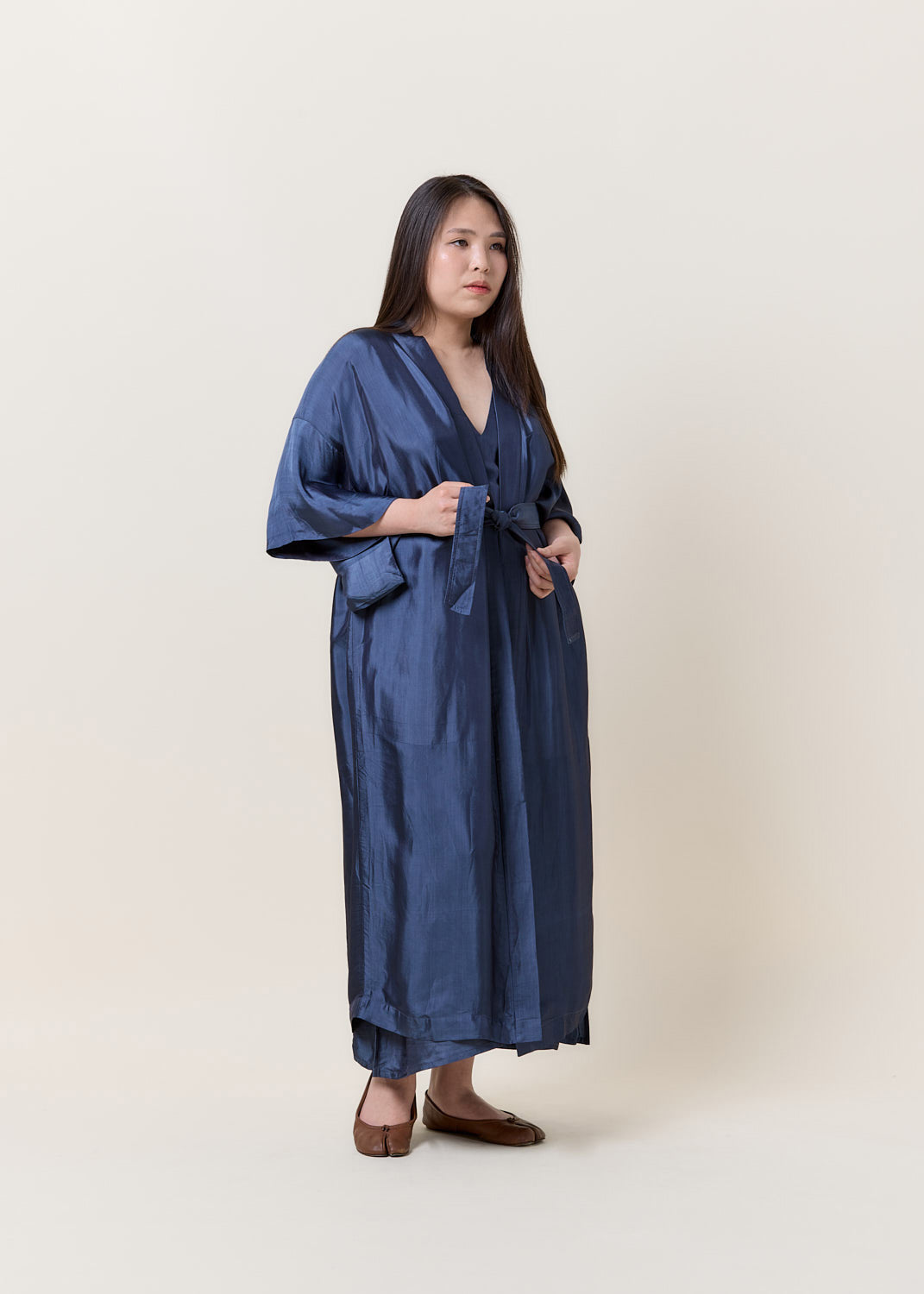 Long Silk Kimono Grey