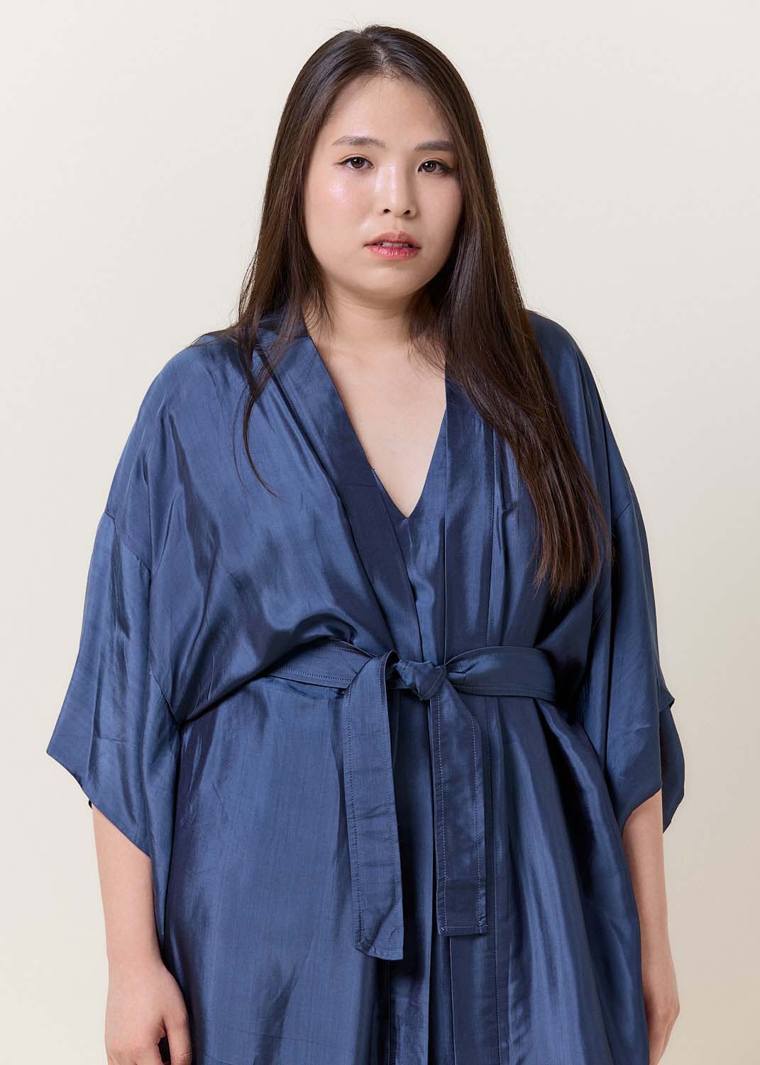 Long Silk Kimono Grey