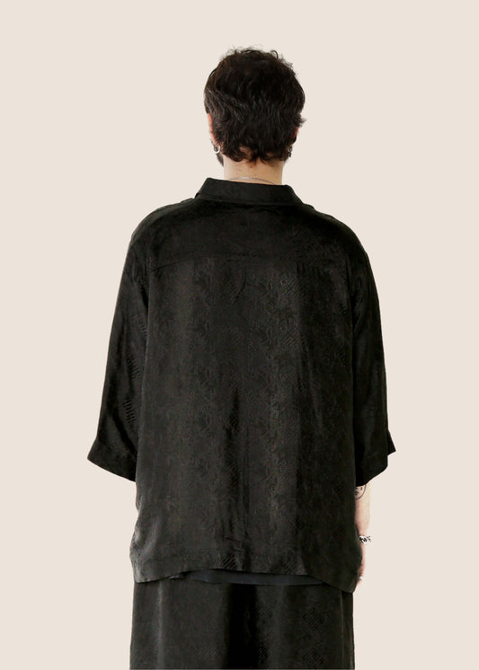 Black Brocade Silk Shirt