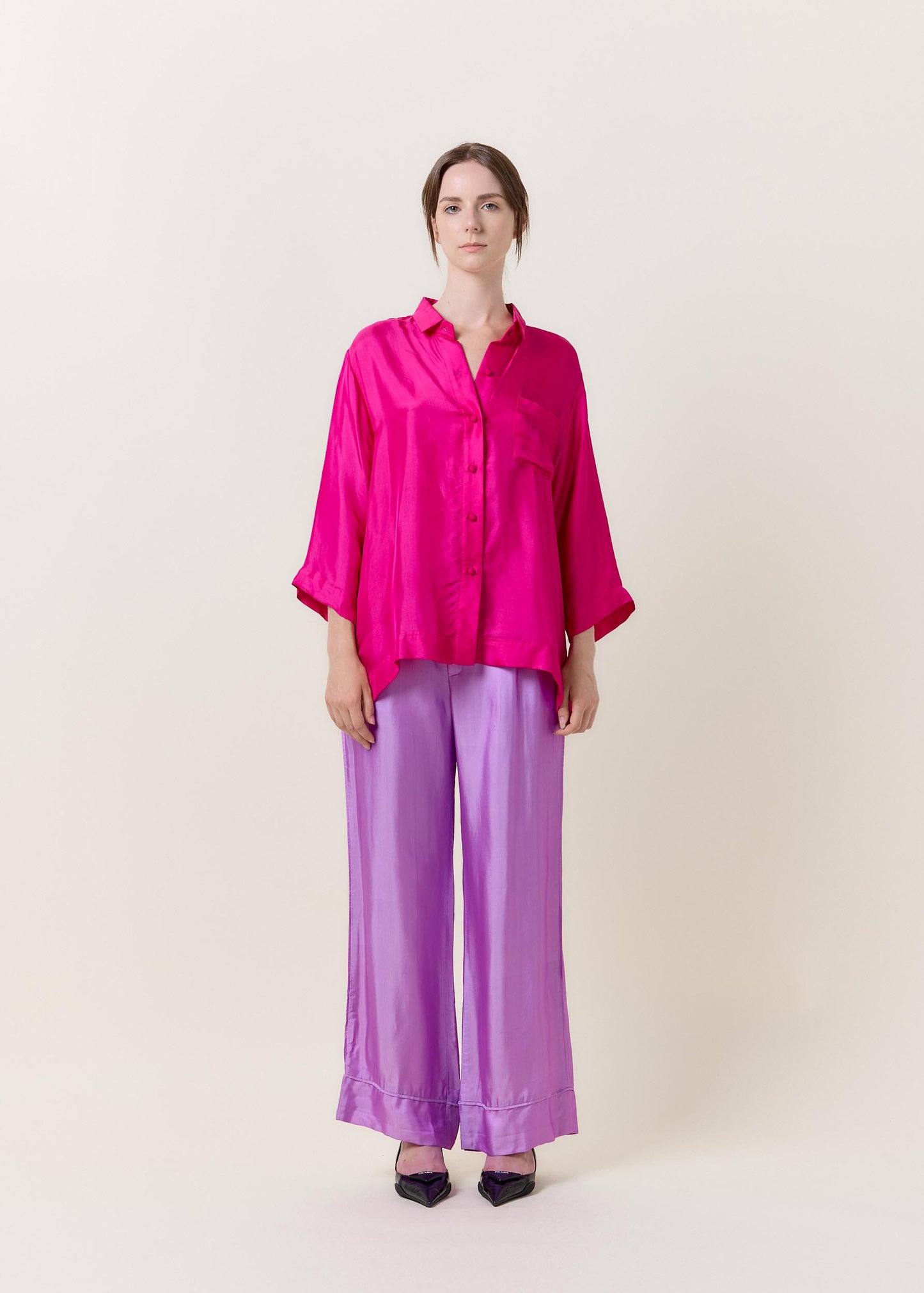 Magenta Silk Shirt