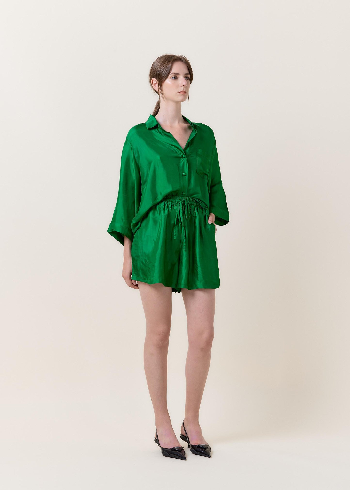 Green Silk Shorts