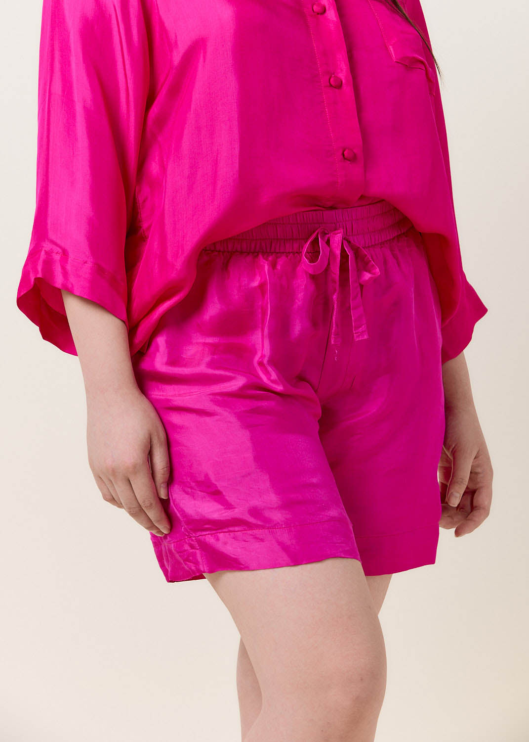 Magenta Silk Shorts