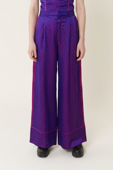Königsblaue Seidenhose - Weite Seidenhose