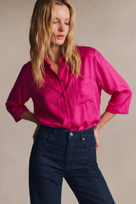 Chemise en soie magenta