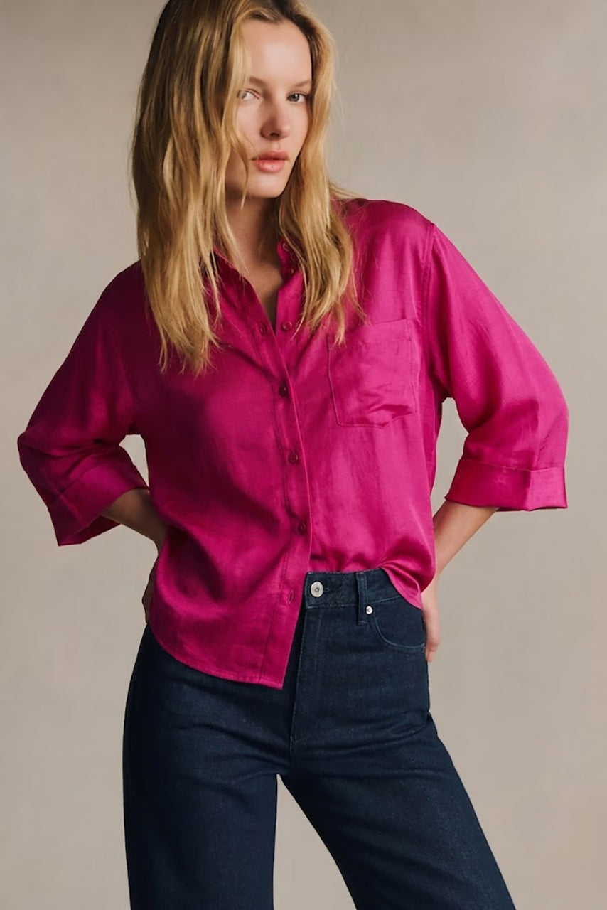 Magenta Pink Oversized Silk Shirt