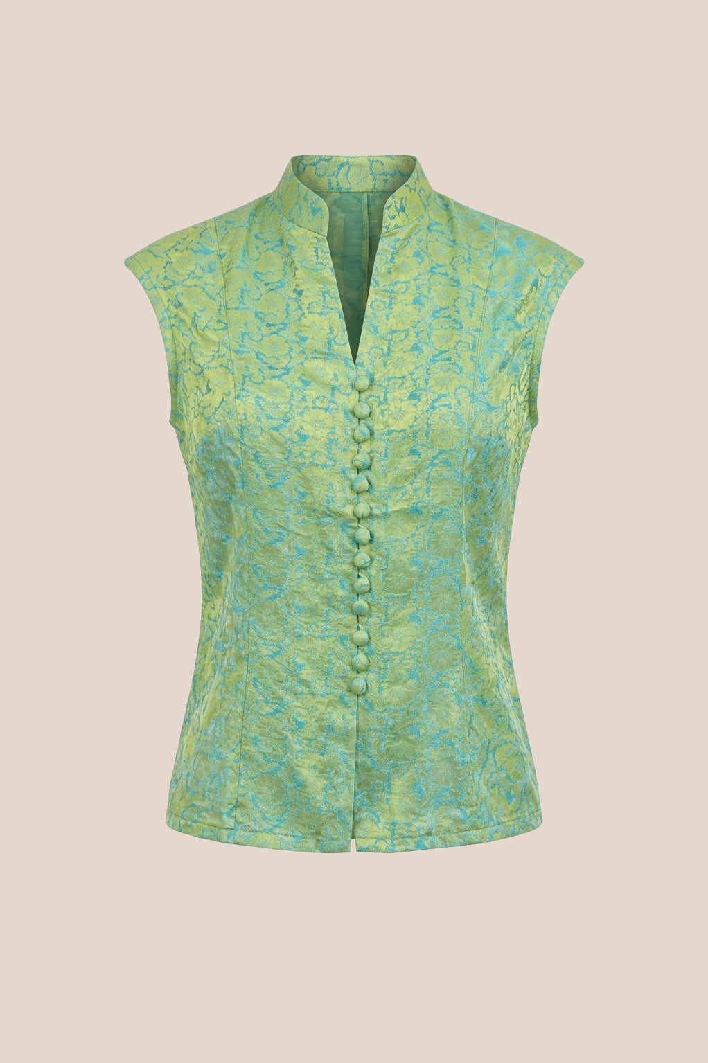 Sleeveless Mandarin Silk Top
