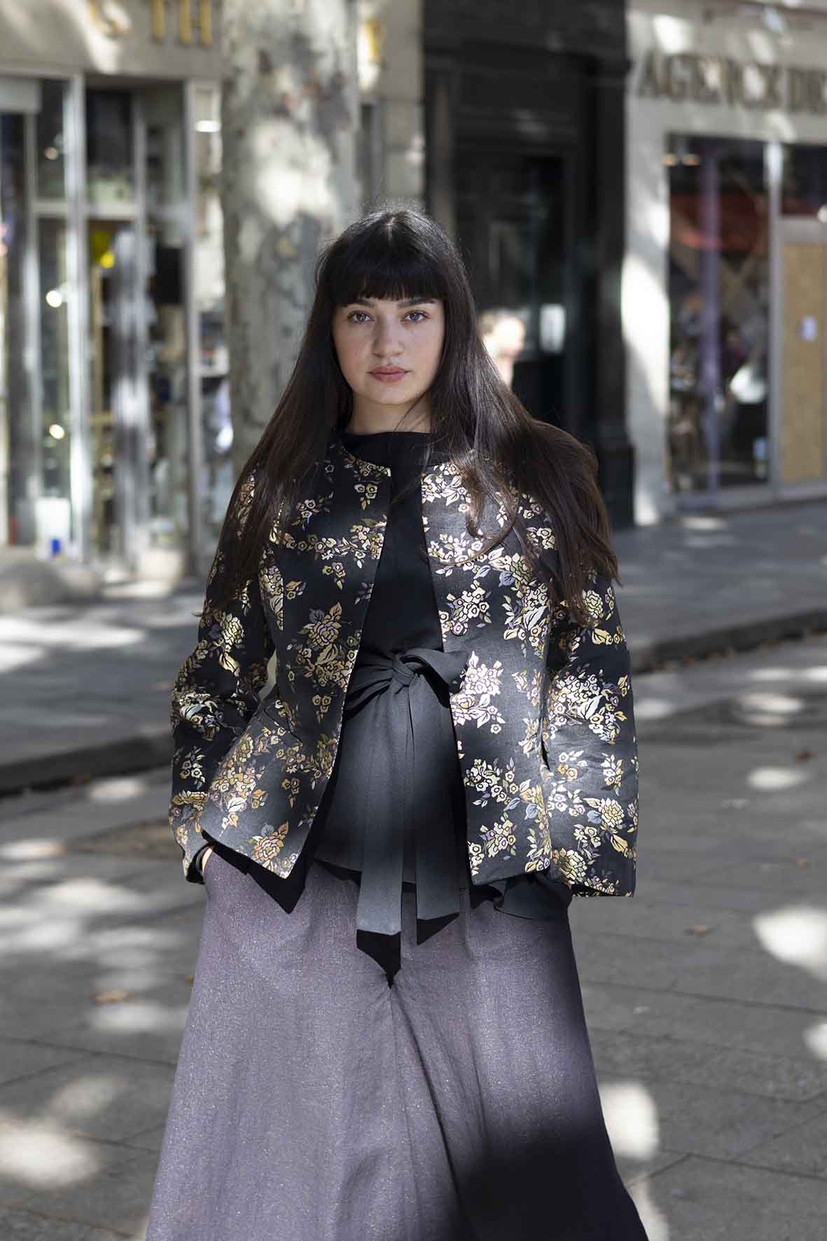 Jacquard Floral Jacket – Linen Cotton Exterior, 100% Silk Lining