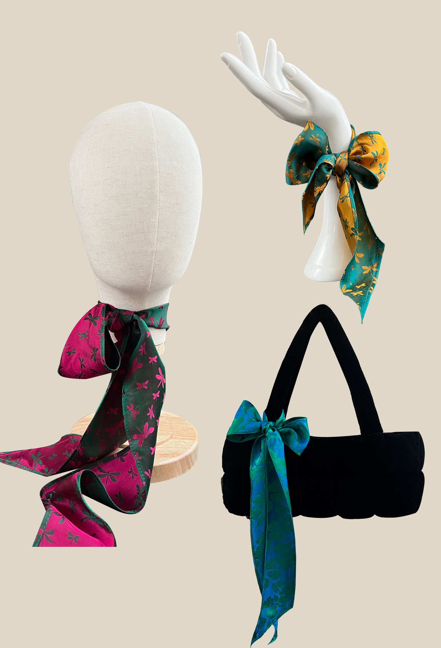 Set 3 Twilly Ribbon Scarves