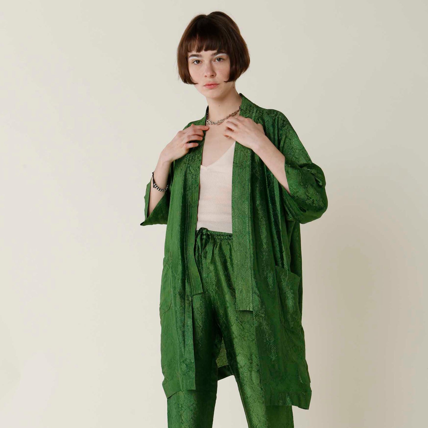 Green Signature Kimono Set