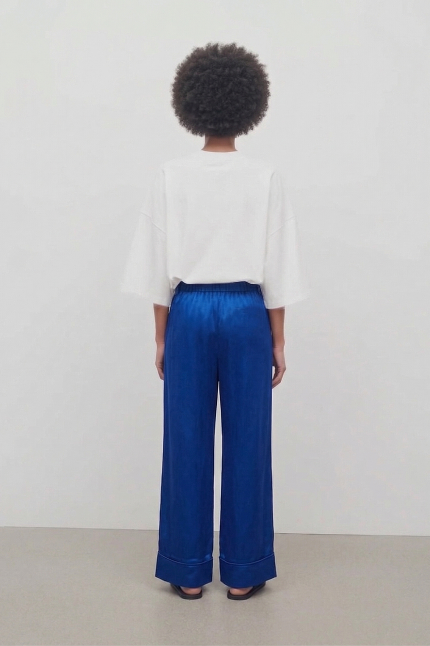 Königsblaue Seidenhose - Weite Seidenhose