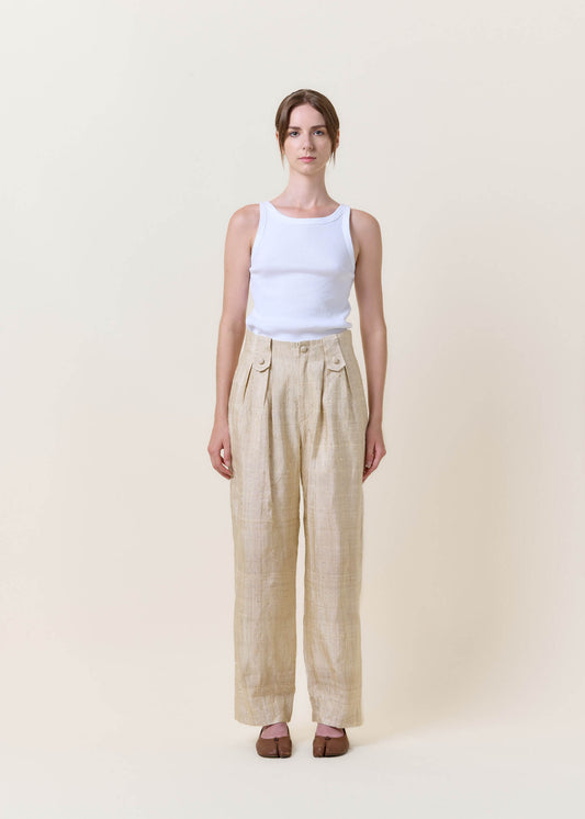 Beige Trousers Pleated