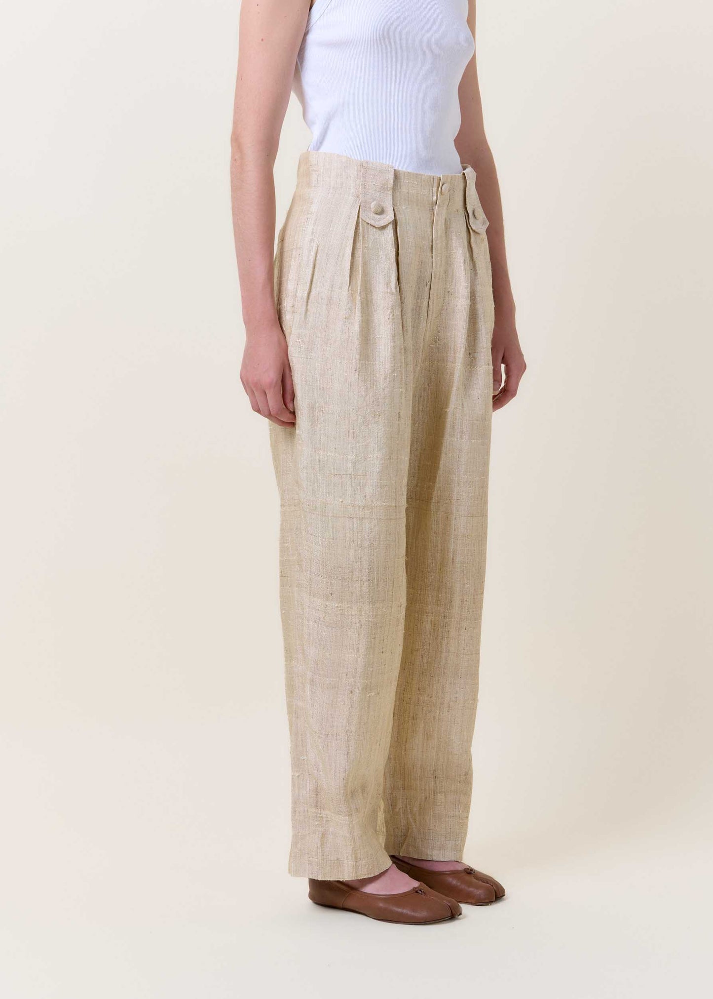 Beige Trousers Pleated