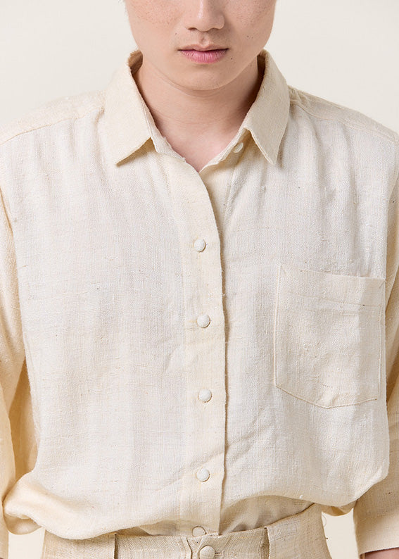 Beige Unisex Raw Silk Shirt