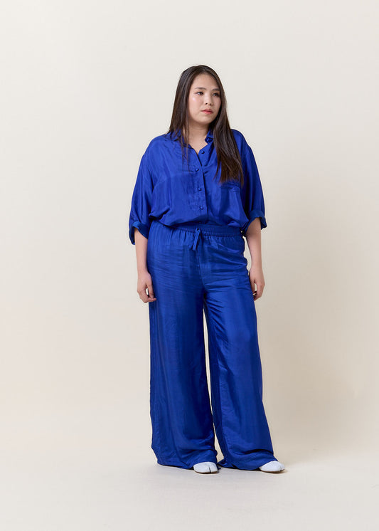 Blue Relaxed Wide Leg Pants