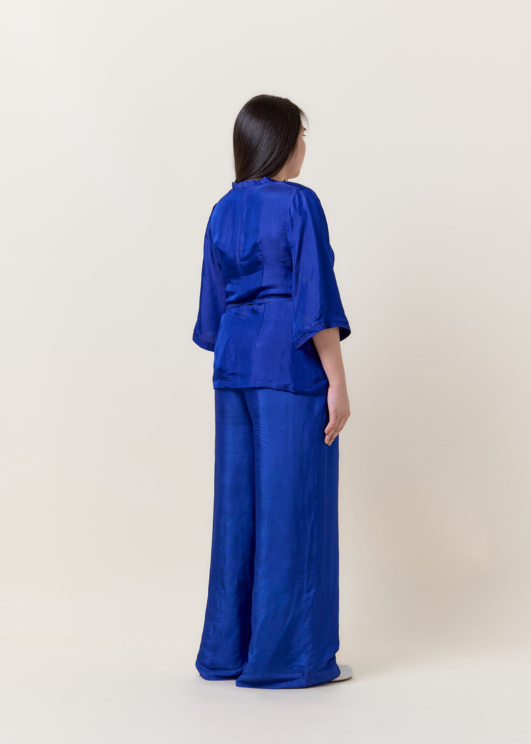 Blue Kimono Wrap Shirt