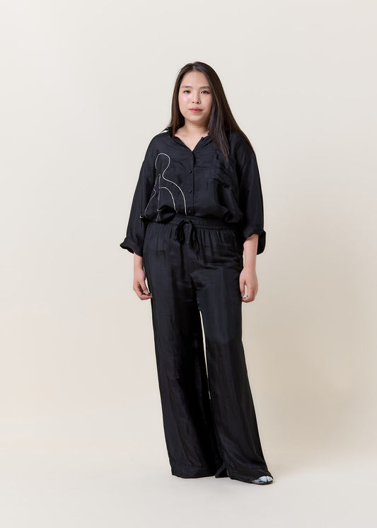 Black Relaxed Wide Leg Pants