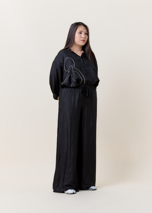 Black Relaxed Wide Leg Pants