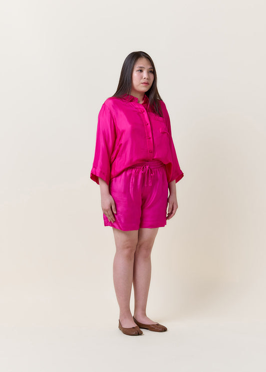 Fuchsia Silk Shorts