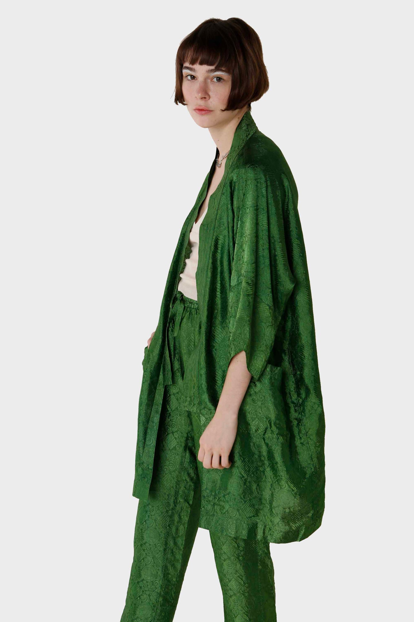 Green Signature Kimono Set