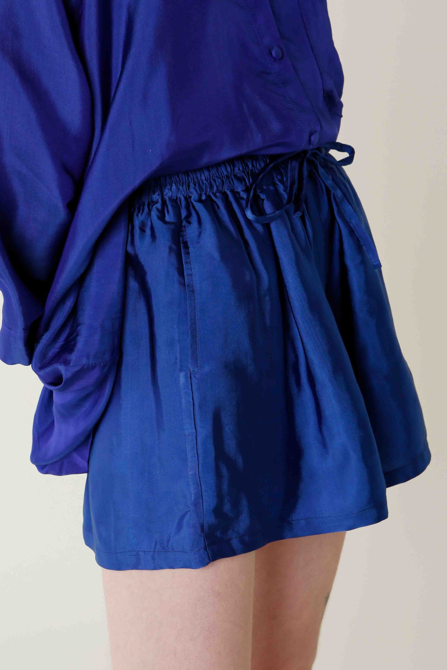 Blue Silk Shorts