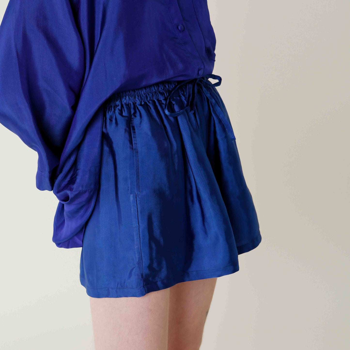 Blue Silk Shorts